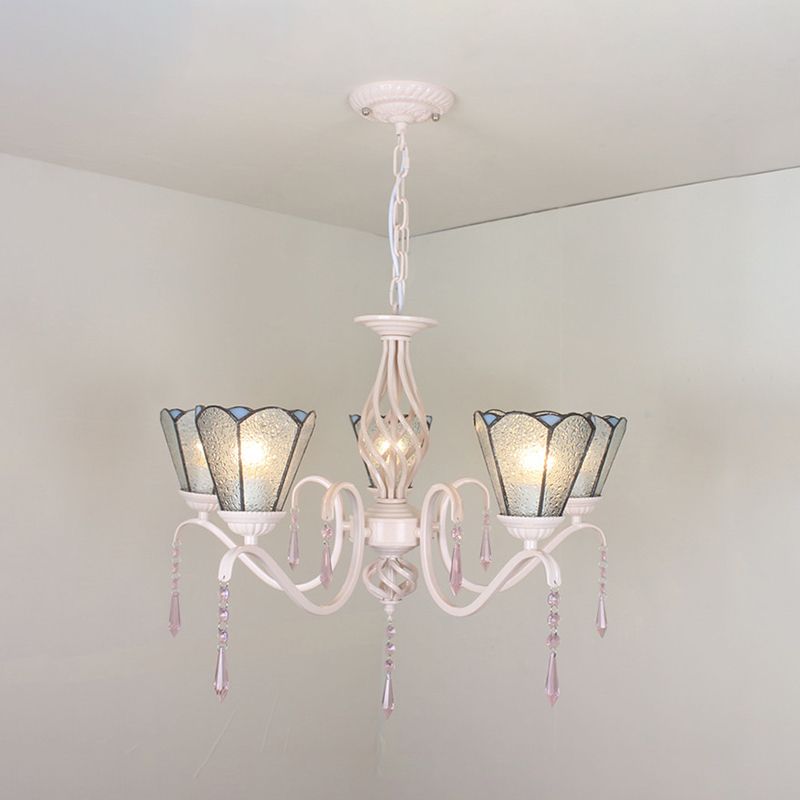 Cone Chandelier Light with Crystal Decoration 5 Lights Clear Glass Tradition Pendant Light for Stairway