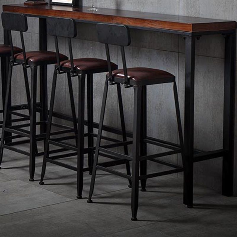 Industrial Bar Height Table Solid Wood Top Bistro Bar Table with Metal Base
