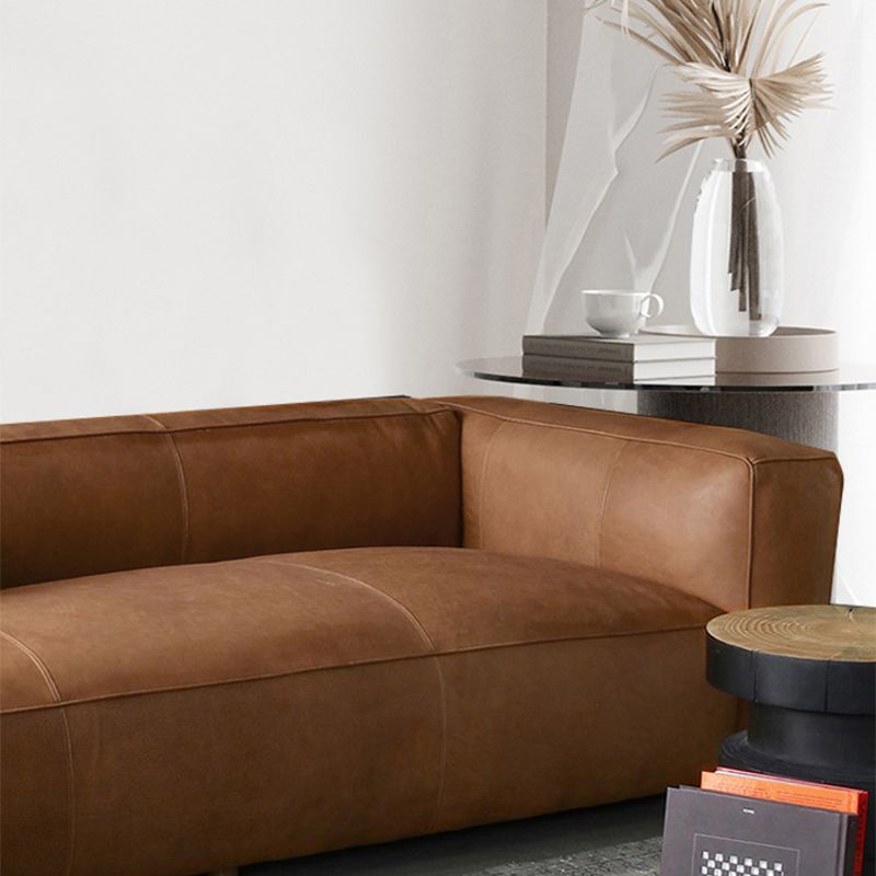 Contemporary Faux Leather Sofa Tuxedo Arm 25.59-In High Sofa