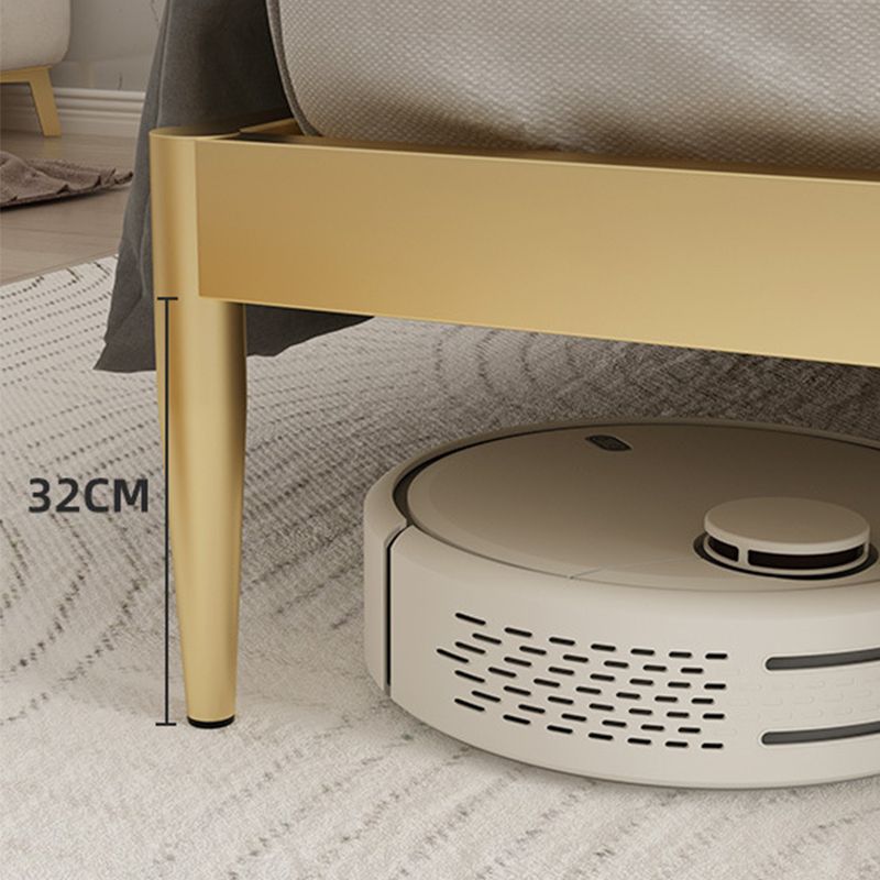 Glam Style Golden Open-Frame Bed with Rectangle Headboard in Iron