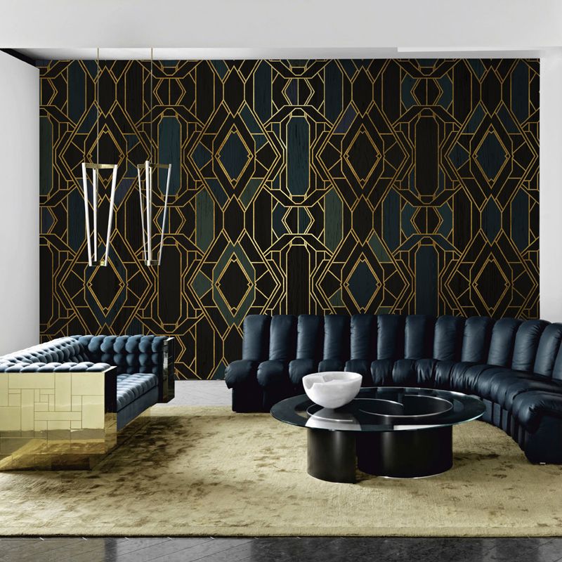 Stain-Resistant Murals Modern Non-Woven Wall Decor with Geometric Pattern for Dining Room