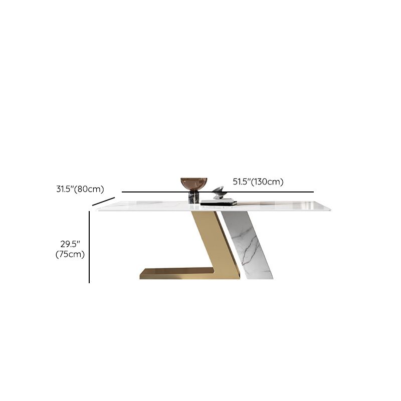 Glam Dining Rectangle Table Sintered Stone Table with Metal Legs for Home Use