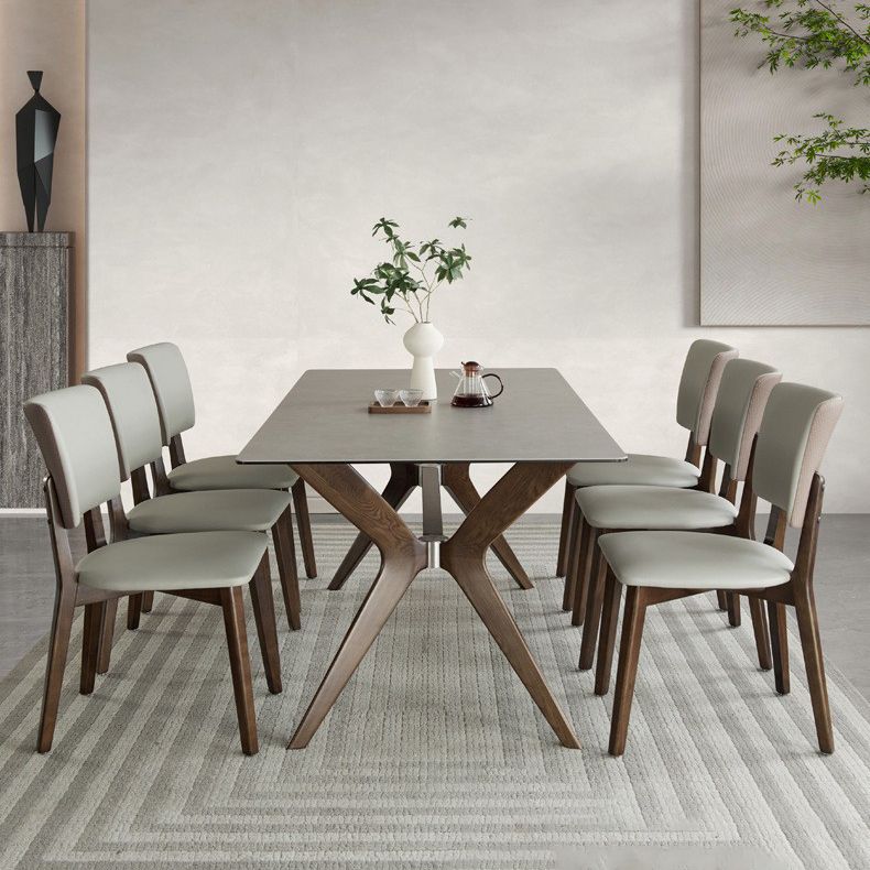 Modern Style Sintered Stone Dining Table Set Wood 1/2/5/7 Pieces Dining Set