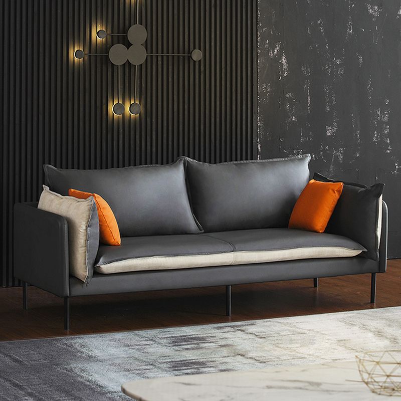 Nordic Style Leather Sofa Square Tufted Sofa for Living Room