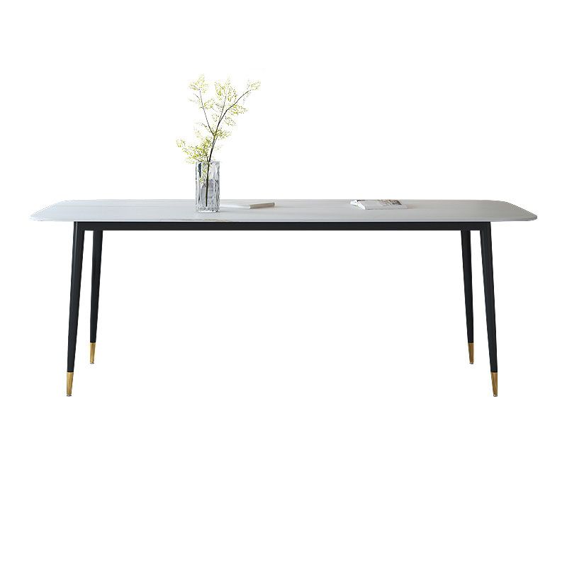 Modern Stone Rectangle Dining Table Home Kitchen Dinner Black Frame Dining Table