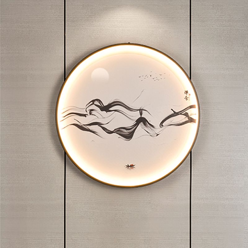 Zen/Hills Mural Wall Light Fixture Vintage Aluminum Black LED Wall Sconce Lighting for Restaurant