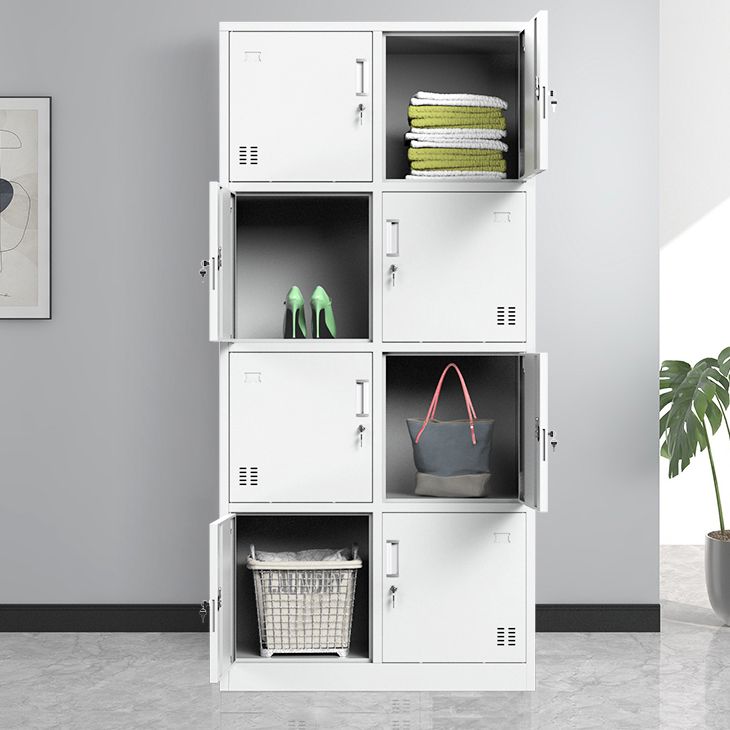 Contemporary Steel Storage Cabinet White Metal Hinged Door Cabinet