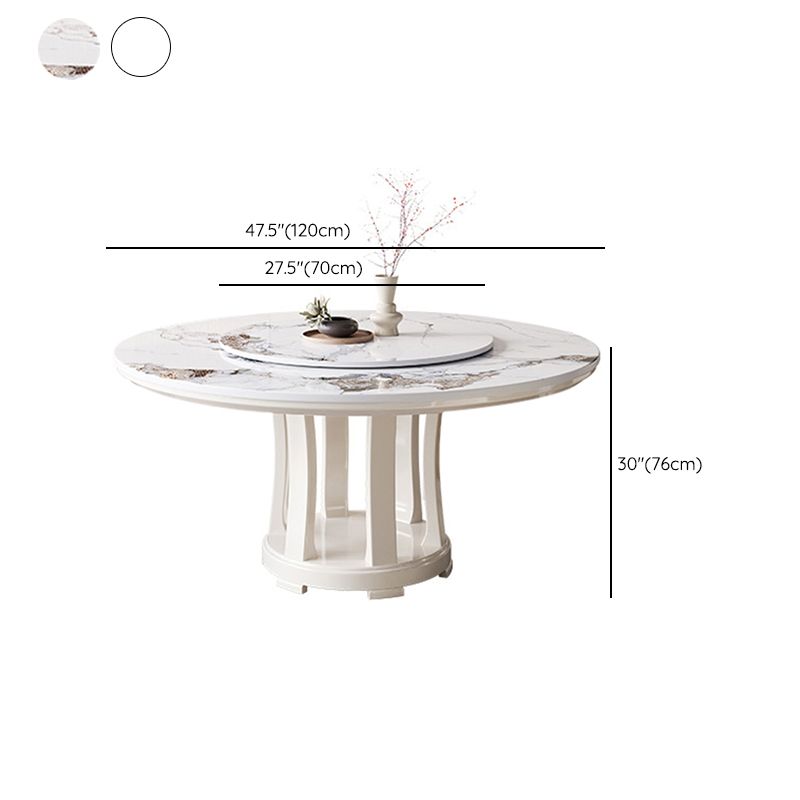 Glam Dining Table Turntable Pedestal Dining Table for Kitchen
