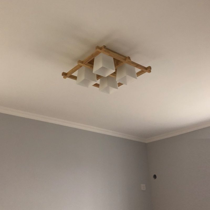 Modern Simple Wooden Ceiling Light Geometry Shape Ceiling Lamp for Bedroom