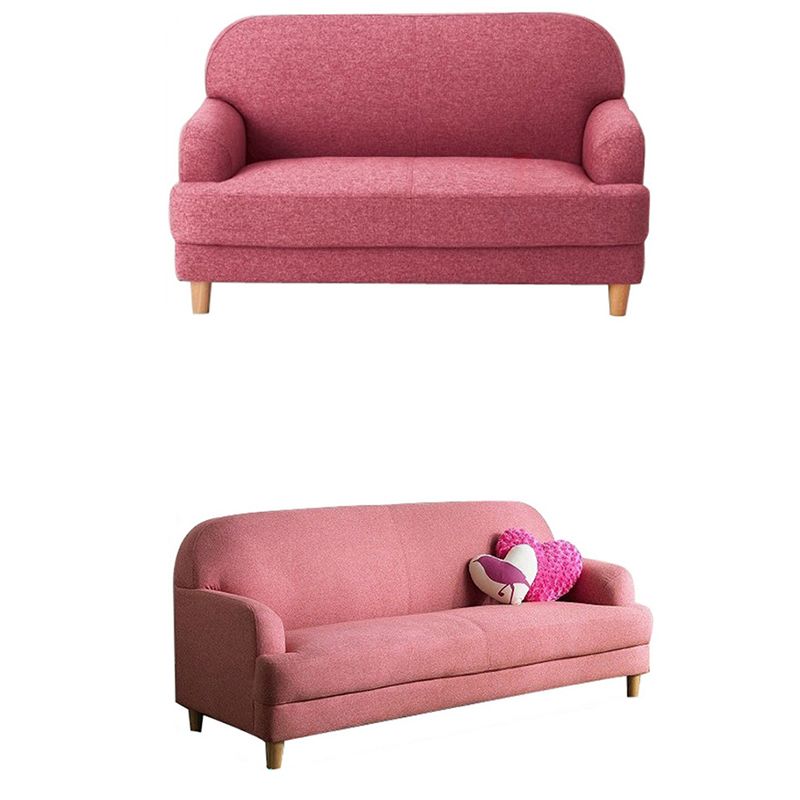 Contemporary Pink Cotton Settee Tight Back Sofa for Living Room