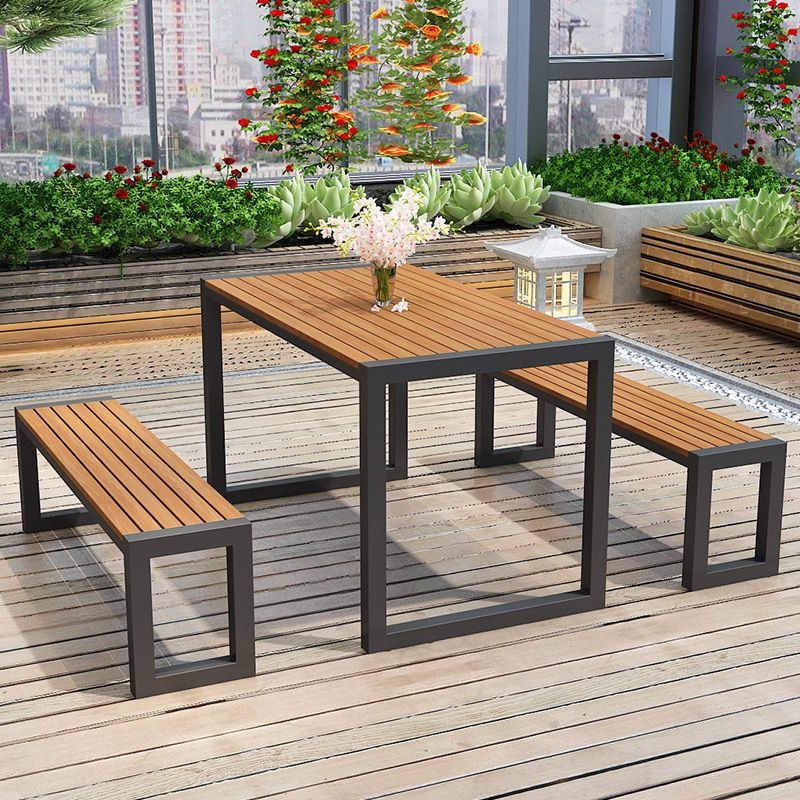 Industrial Dining Set 1/3 Pieces Reclaimed Wood Dining Table Set for Outdoor
