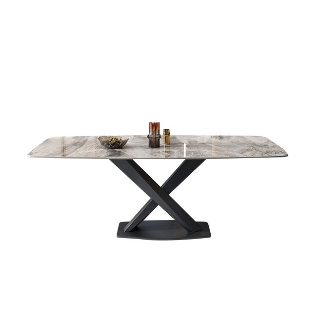 Glam Dinner Table Rectangle Stone Dining Room Table for Home