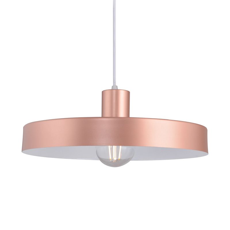 Pink Circle Down Lighting Contemporary 1 Head Metal Hanging Pendant Light for Living Room