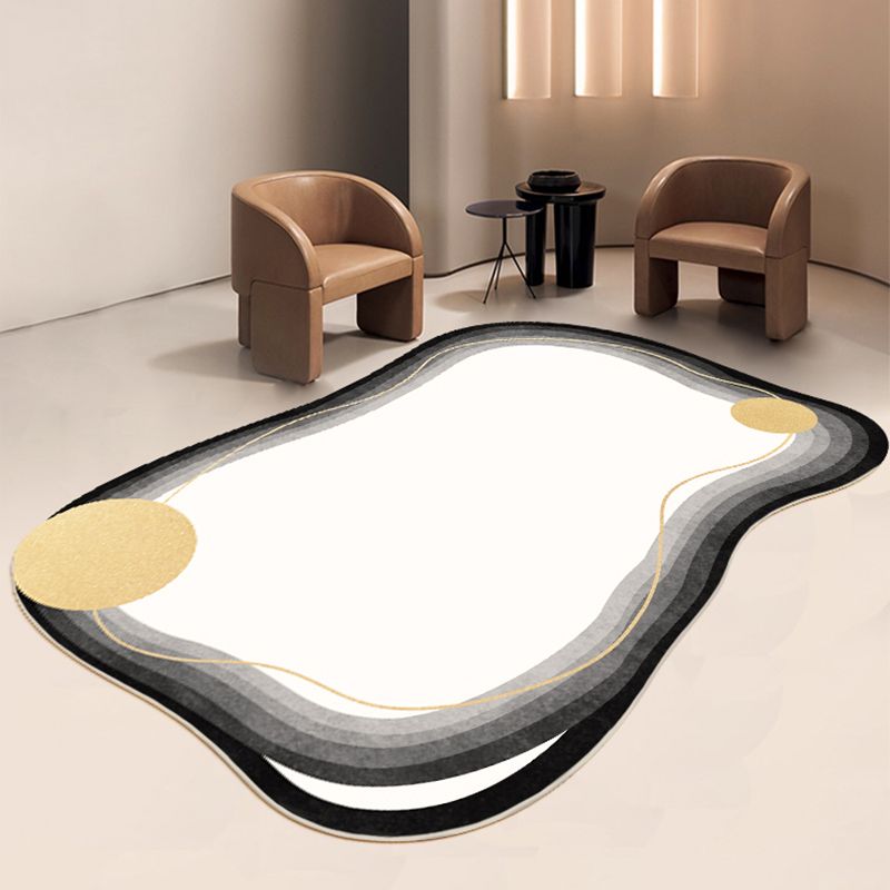 White Minimalist Area Carpet Polyester Abstract Carpet Non-Split Indoor Rug for Home Decoration