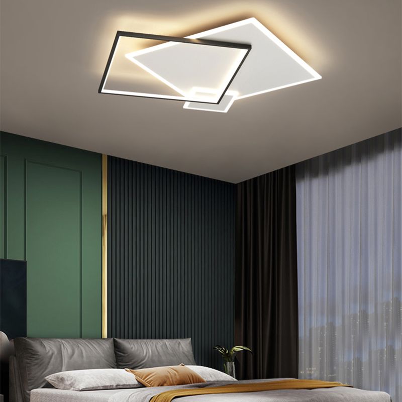 Modern Style Square Shape Ceiling Fixtures Metal 3 Light Flush Ceiling Light Fixtures