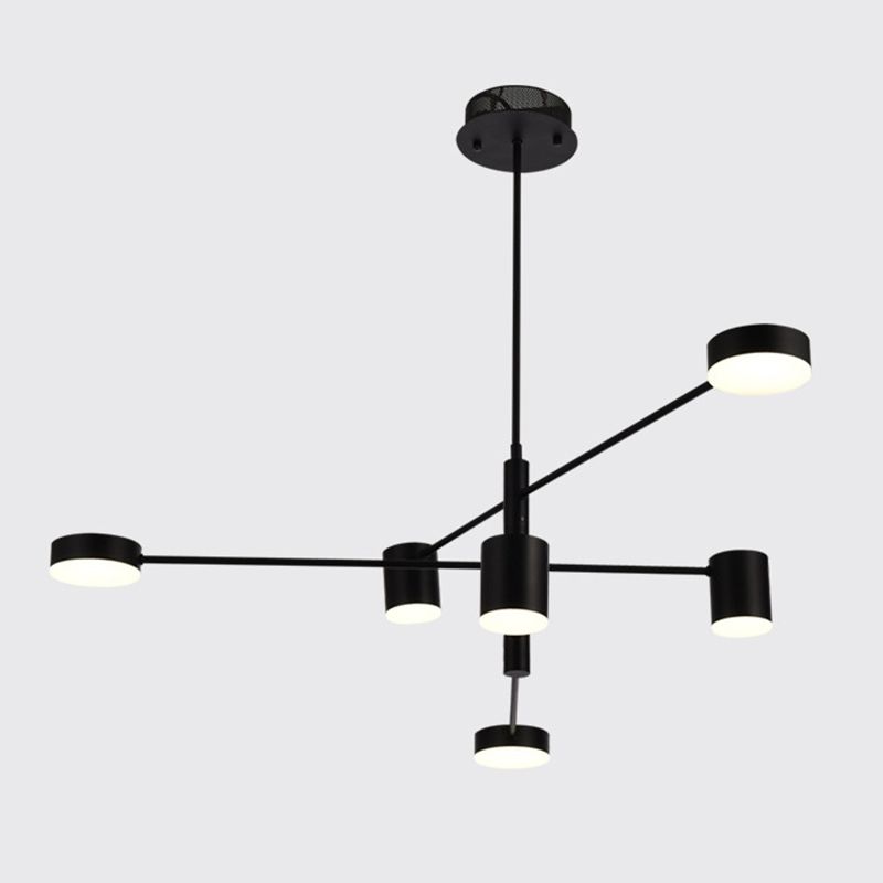 Black Sputnik Pendant Lighting Fixture Modern Style LED Metal Hanging Chandelier