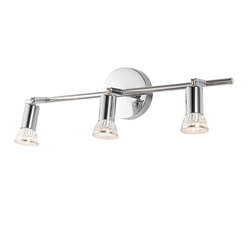 3-Lights Adjustable LED Mirror Light Simplicity Style Stainless Steel Cylindrical Vanity Light in Chrome