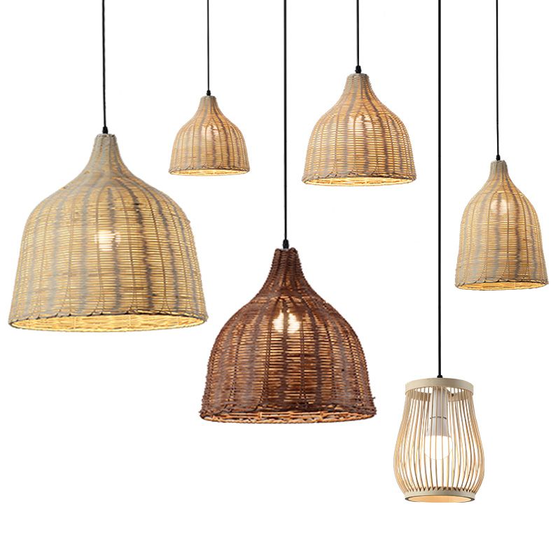 1 Light Modern Style Pendant Lamp Rattan Hanging Lamp Fixture for Living Room