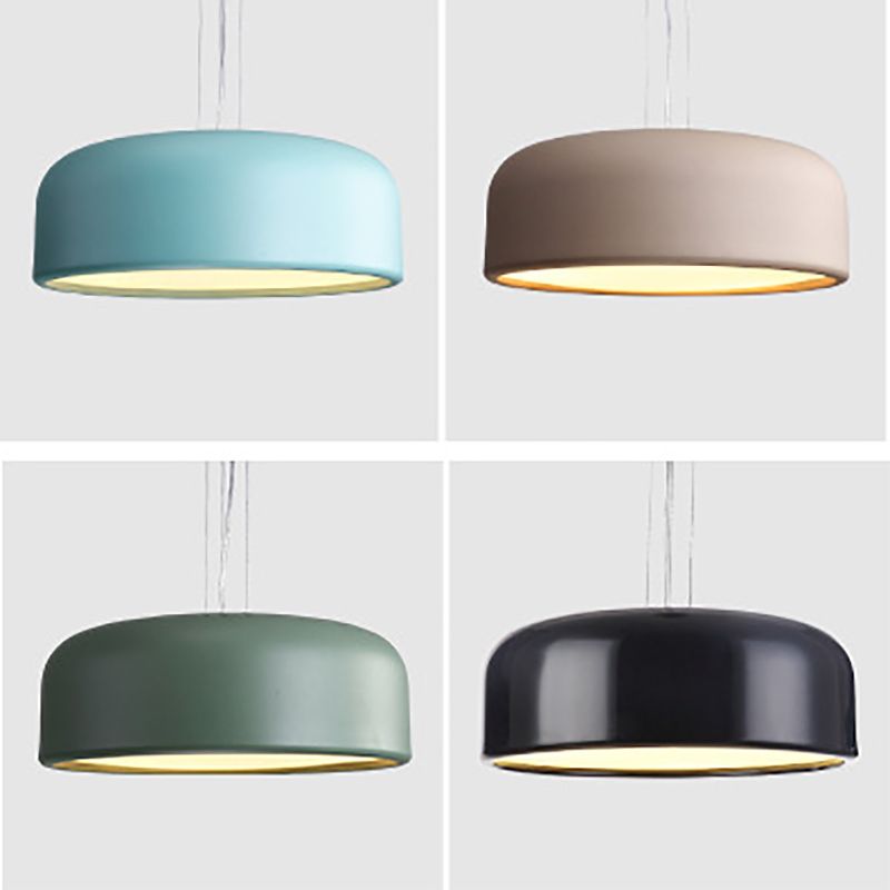 Drum Shade Pendant Lighting Macaron Metal 3-Bulb Plafond Plafonnement