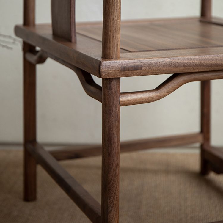 Traditional Style Dining Chair Slat Back Solid Wood Arm Chair for Home