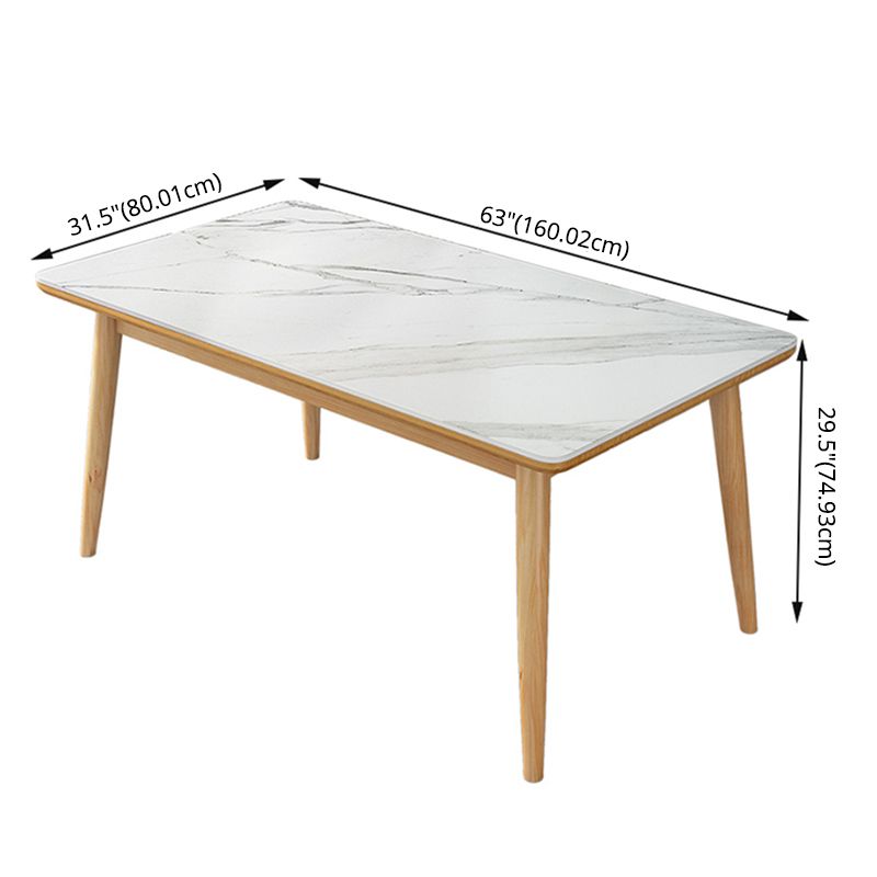 Moderno comedor de piedra sinterizada con mesa rectangular y muebles de mesa de comedor de base de madera