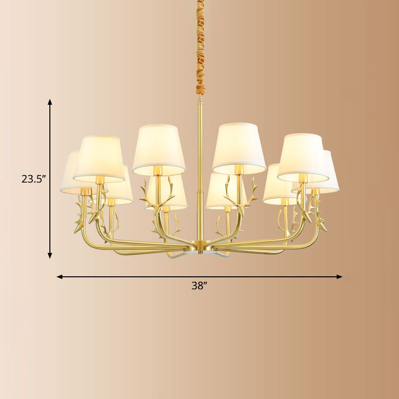 Éclairage de plafond de godet traditionnel Tissu luminaire luminaire avec décoration de cerf en laiton