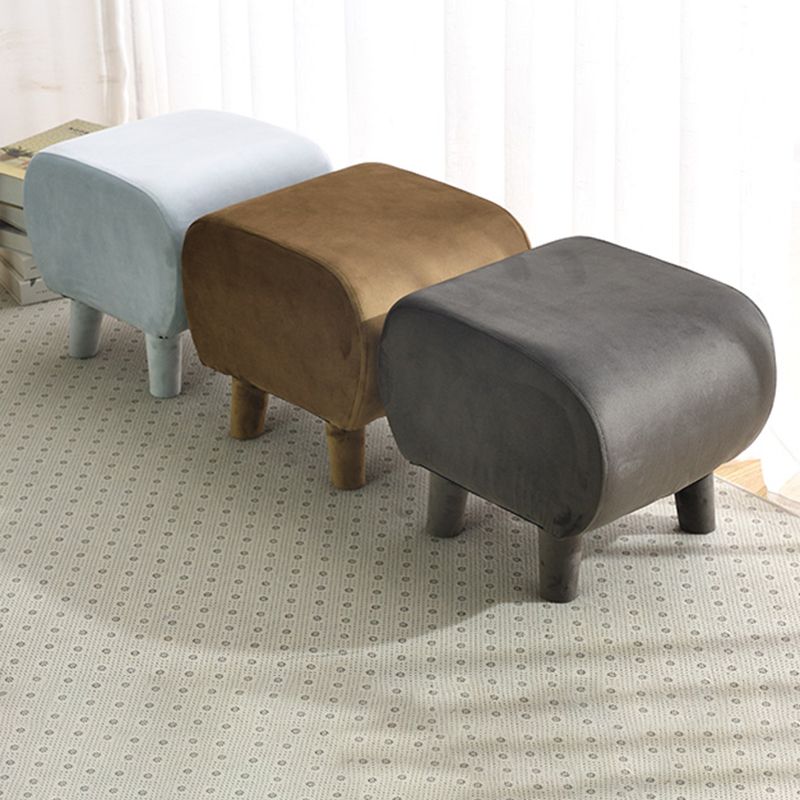 Modern Stain Resistant Standard Oval Dark Blue Velvet Indoor Pouf