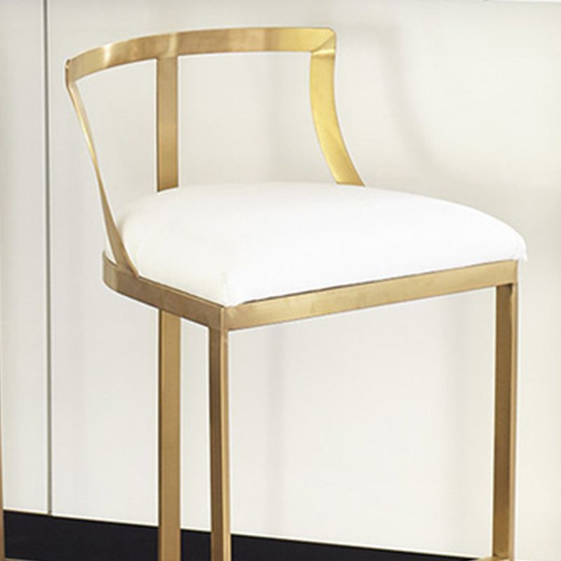 Glam Metal Barstool Fabric Upholstered Counter Stool in Matte Finish for Indoor