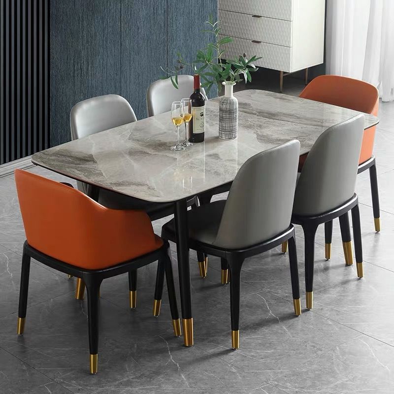 Nordic Sintered Stone Dining Room Set with Metal Base Dining Furniture for Home Use