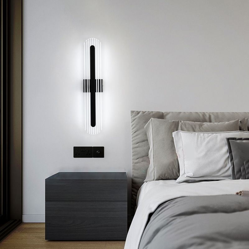 Oval Shade Metal Wall Sconce Modern Style 1 Light Wall Mount Light Fixture in Black