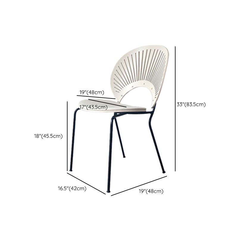 Industrial Style Patio Side Chair Open Back Armless Chair with Black Legs