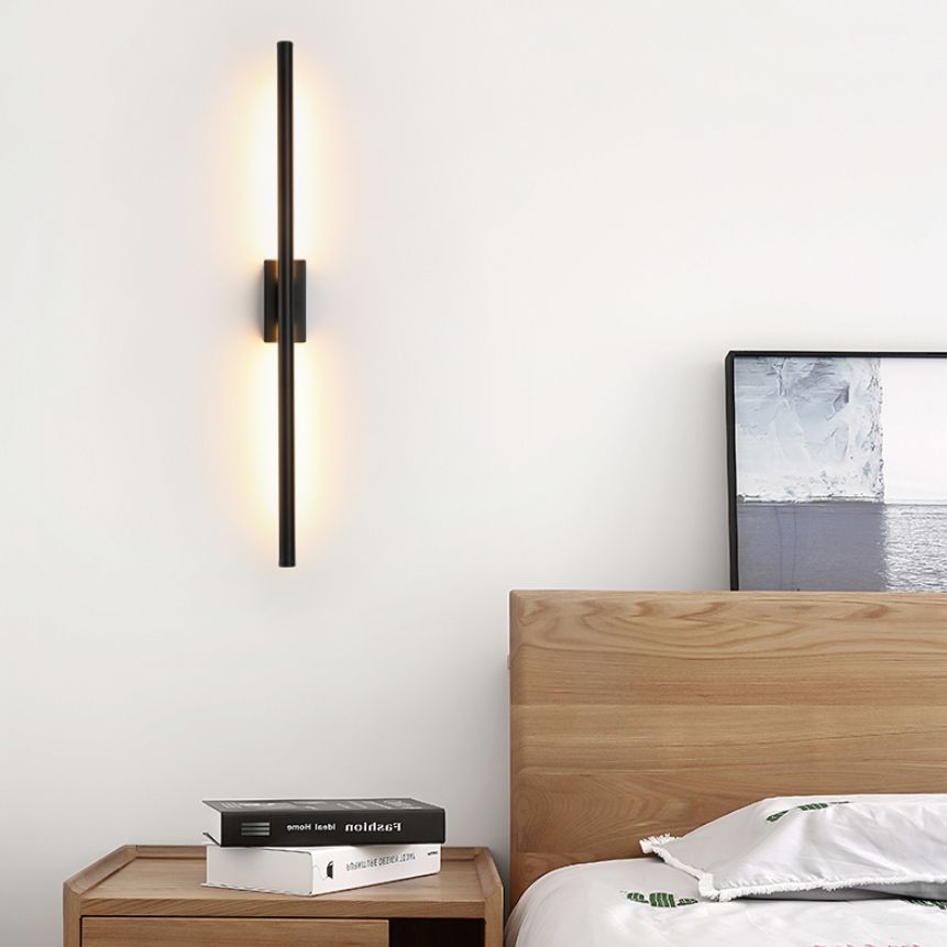 Sconce da parete lineare a 1 luce moderna moderna illuminazione da parete in vetro in stile semplice in nero