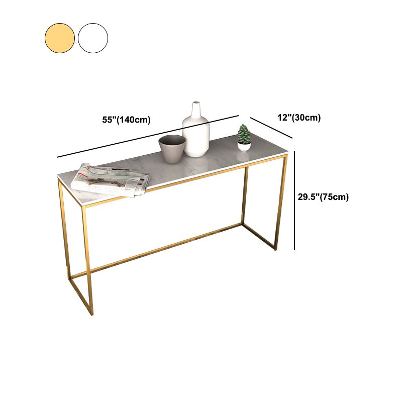 Marble Rectangle Console Table Glam Ironcraft Frame Accent Table for Hall