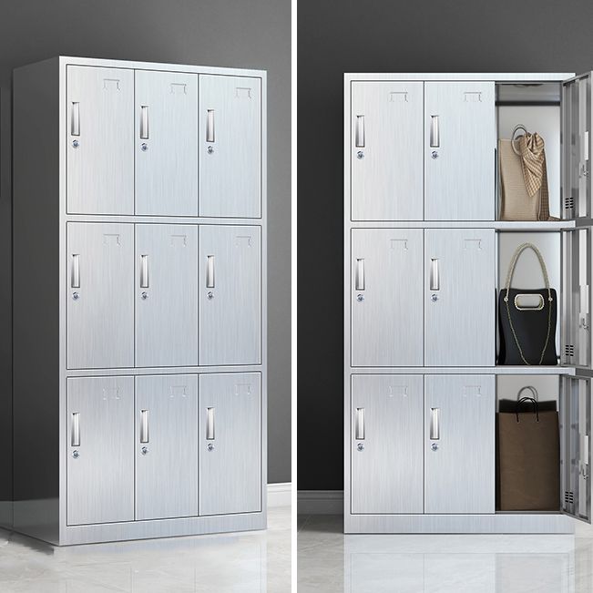 Modern Chrome Storage Cabinet for Bathroom Metal Cabinet with Hinged Doors