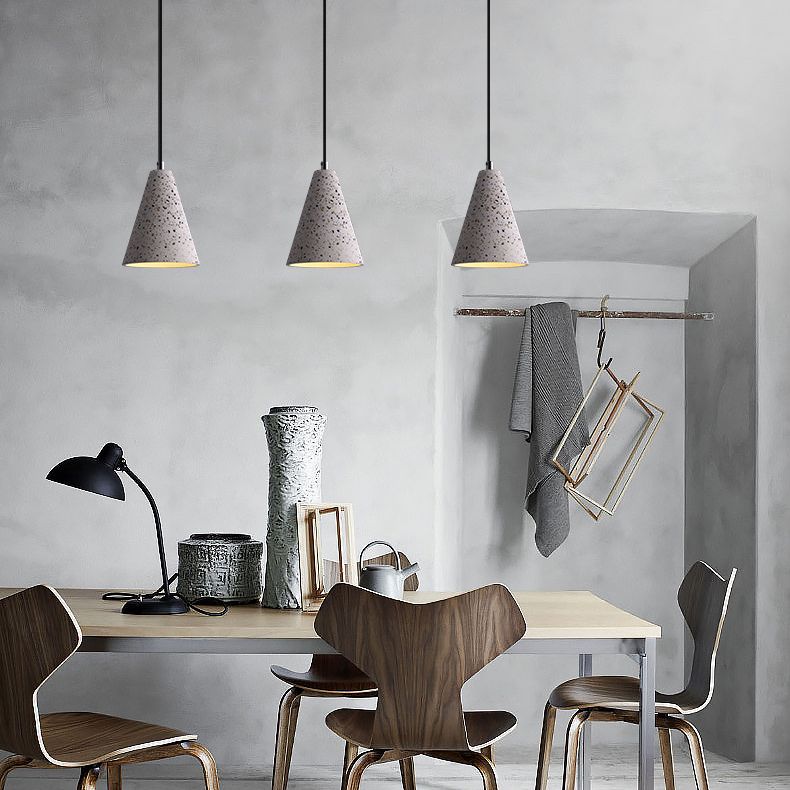 Nordic 1-Bulb hanger lamp Conical Small Suspension Lamp met terrazzo-schaduw voor Diner
