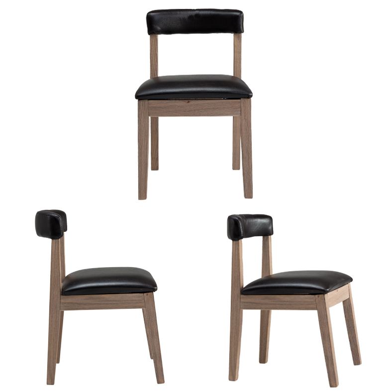 Country Style Solid Wood Dining Room Chair Armless Open Back Dining Side Chair for Home Use