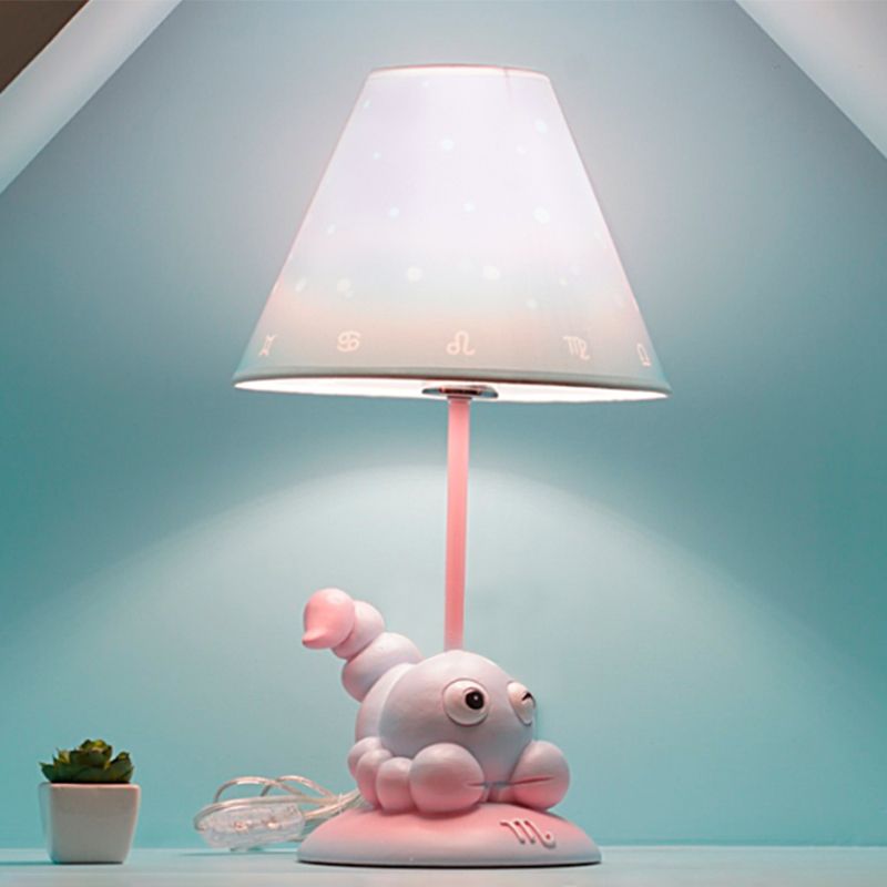 Pink Constellation Nachttisch Leuchtkarikatur 1 Glühharz -Nachttisch -Lampe mit Kegelstoffschatten