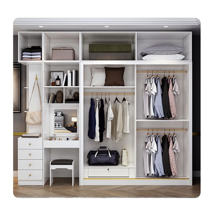 White Modern Wardrobe Armoire Wooden Wardrobe Cabinet with Drawer