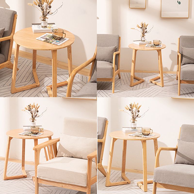 Solid Wood Sled Coffee Table in Oak/Brown, Modern Round/Rectangle Table