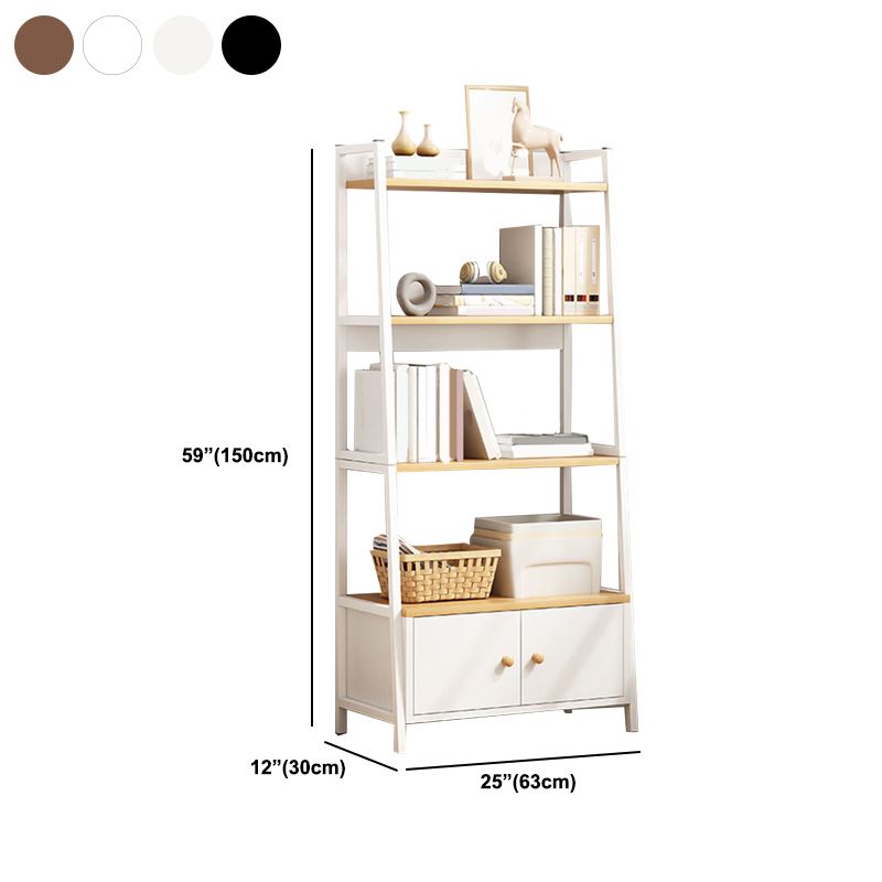 Modern Metal and Wood Shelf Bookcase Ladder Open Book Shelf for Home