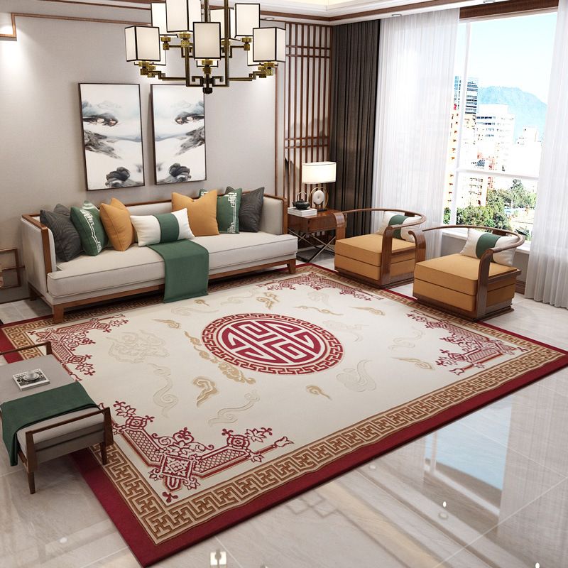 Traditional Scroll Pattern Carpet Polypropylene Rug Stain Resistant Area Rug for Living Room