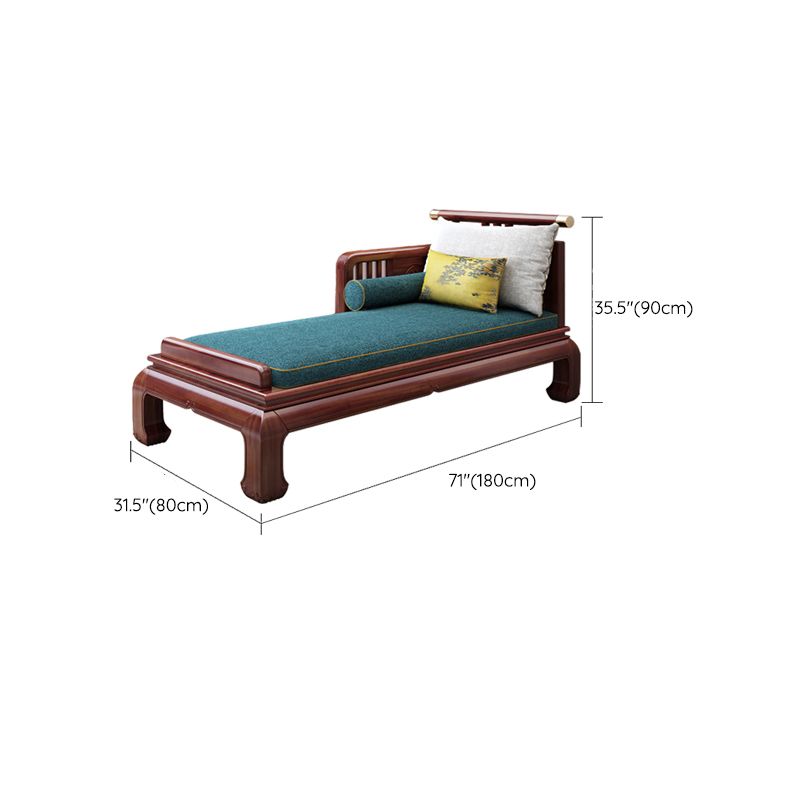 Traditional with Arms Wooden Chaise with Pillow Round Arms for Living Room