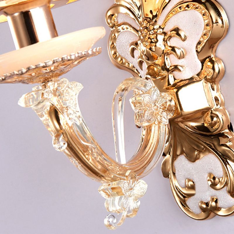 Modernist Wall Sconce Glass Wall Light Fixture in Gold for Living Room