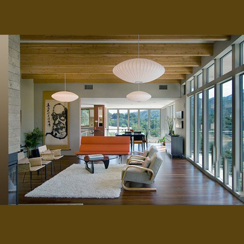 Luz de colgante nórdico moderno moderno de seda Luz de techo colgante blanco de 1 luces para la casa de té