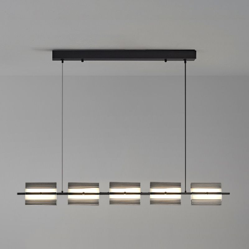 Nordic Style Metal Hanging Lamp Rectangle Shape Island Light Fixture for Bedroom