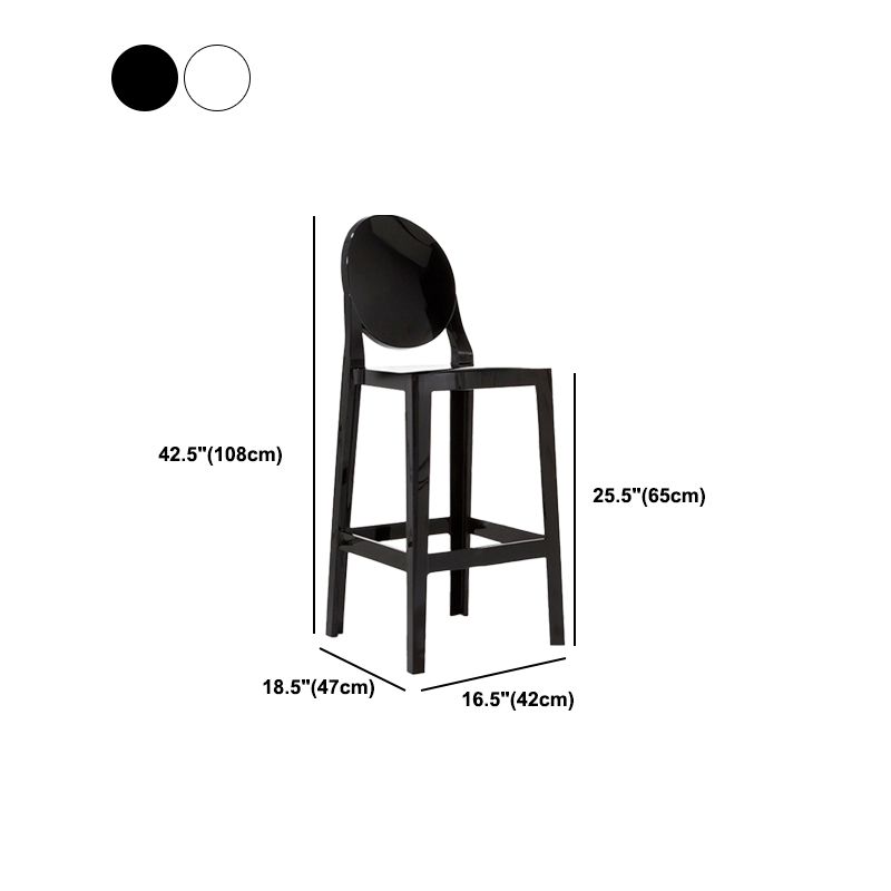 Contemporary Plastic Low Back Counter Stool Footrest Furniture with 4 Legs
