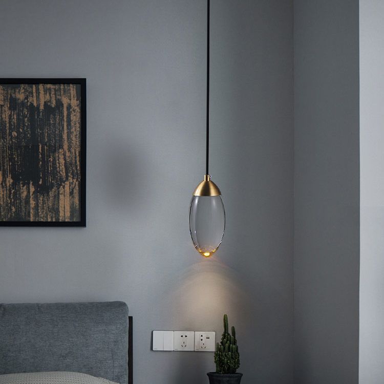 Luz colgante contemporánea Fixtura de iluminación de colgante de cristal simple para sala de estar