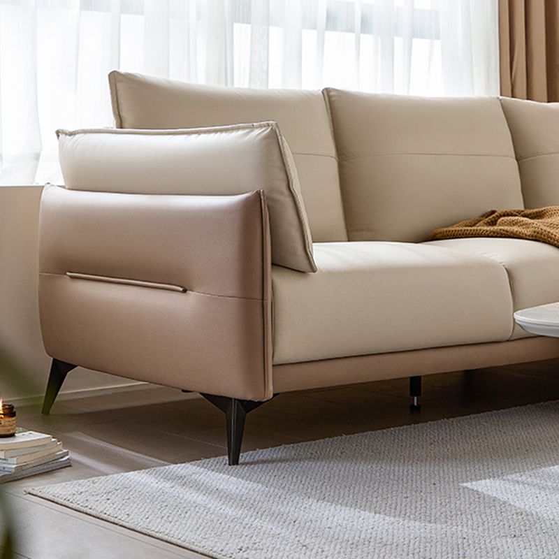 No Distressing Solid Color Scratch Resistant Leather Sofa for Living Room