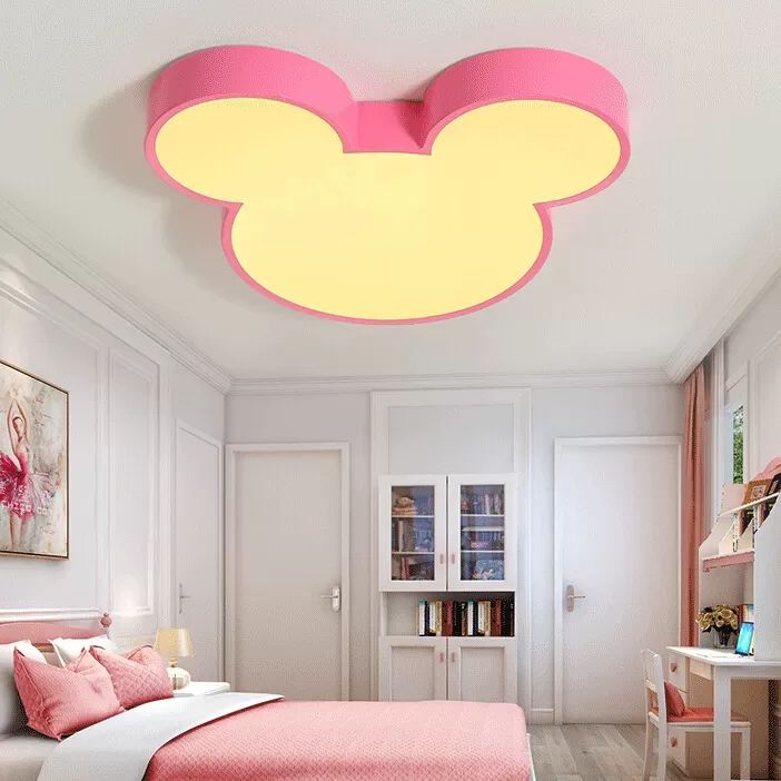 Metal Mouse Flush Ceiling Light Cartoon Modern Ceiling Fixture Light for Girls Bedroom