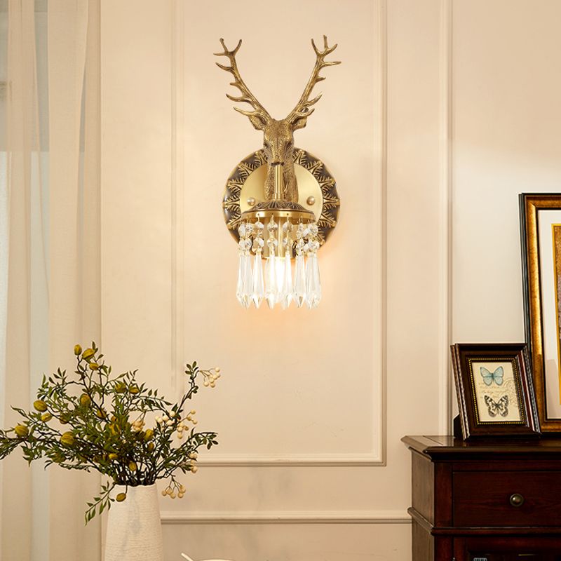 Crystal and Brass Vanity Lighting Modern Wall Light Fixture for Bathroom